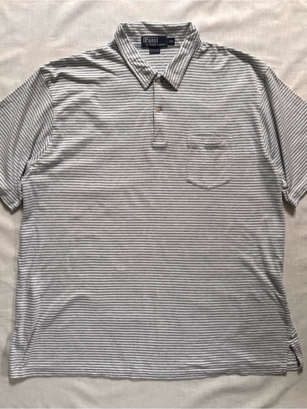 Polo by Ralph Lauren Men’s Short-Sleeve Striped Polo - Gray & White